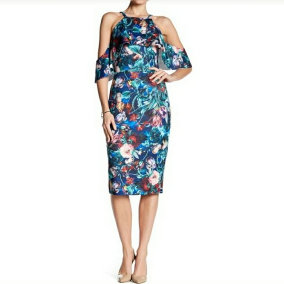 Alexia Admor Floral Cold Shoulder Midi Dress - Picture 2 of 5